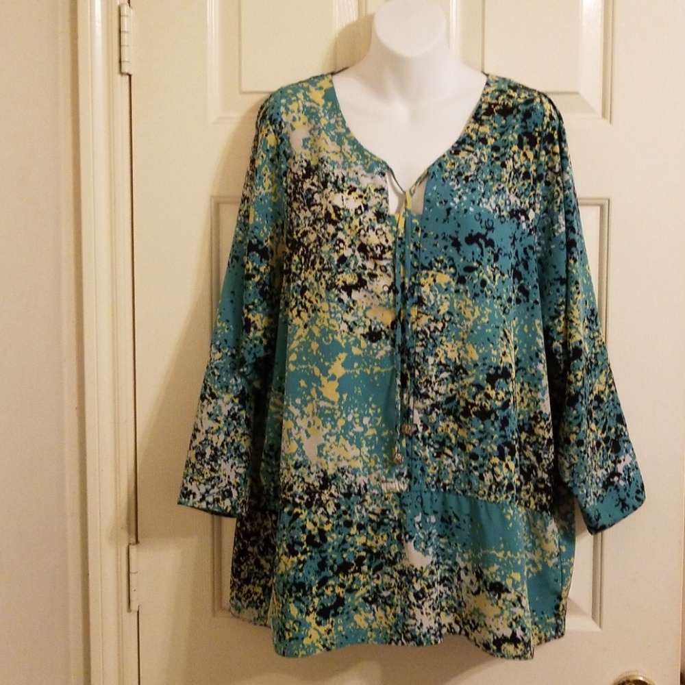 Long sleeve chiffon blouse.